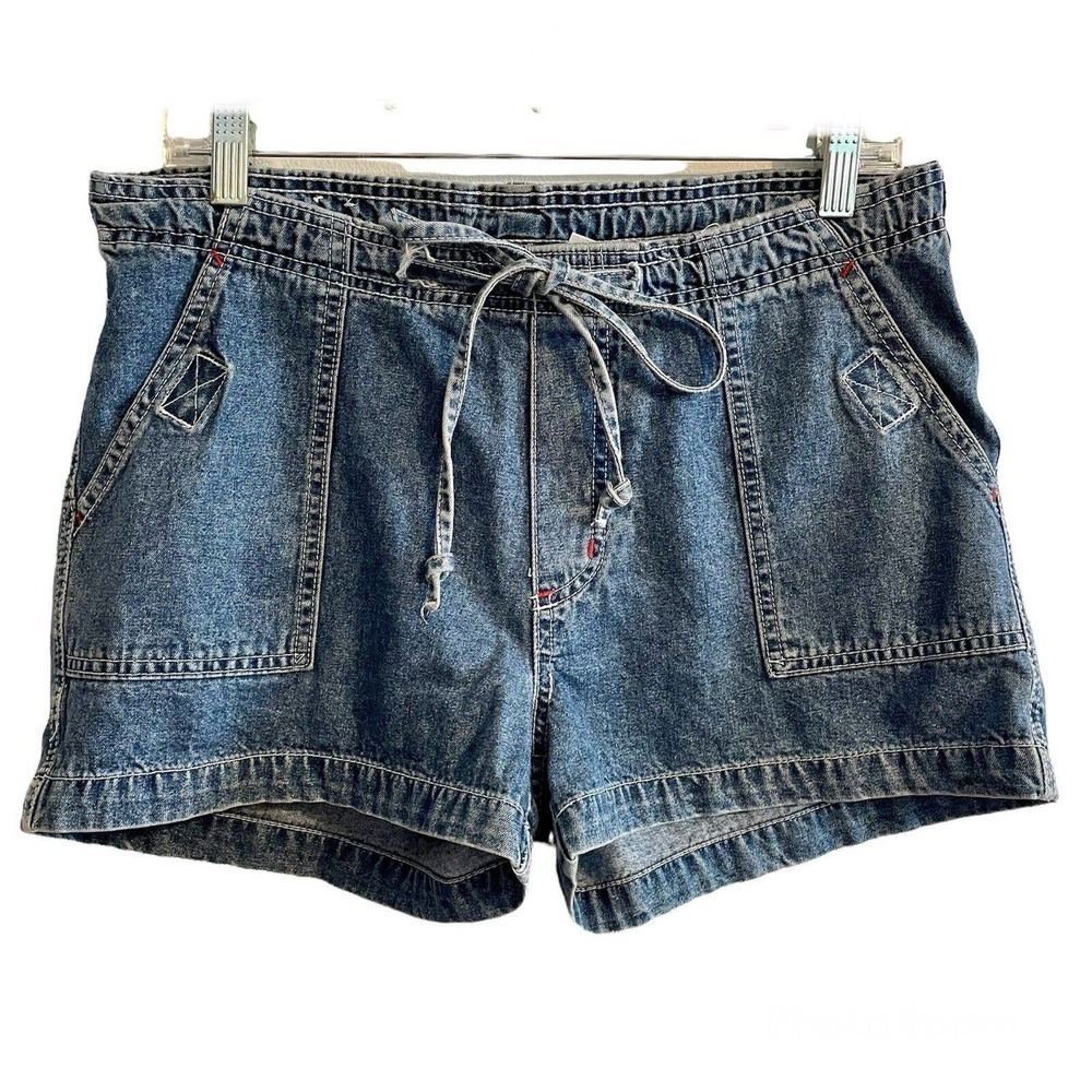Vintage Arizona Jean Co Size 5 Cargo Jean Shorts Blue Drawstring Waist 9…